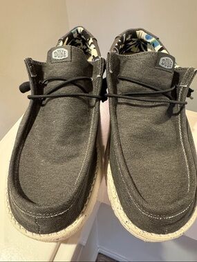 Hey Dude Wally Stretch Sox Slip-On | Charcoal Gray Canvas Slip-On Loafers